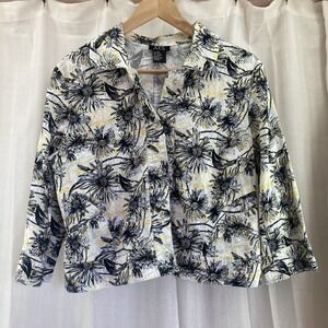 RQT Petite Size Petite Medium Women Jacket Blazer Sunflower Pattern Lightweight‎